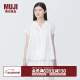 无印良品（MUJI） 女式强捻法国袖罩衫衬衫内搭夏季款薄荷曼波风纯棉全棉短袖 白色 S (155/80A)