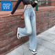 真维斯（Jeanswest）美式设计感宽松阔腿牛仔裤女新款高腰显瘦百搭拖地长裤 复古蓝长裤 M