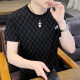 罗网2021夏季男士短袖T恤韩版青年半袖打底体恤衫帅气个性冰丝上衣潮 黑色 XXL(135-150斤)