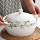 瓷秀源双耳汤碗单个家用陶瓷面碗9英寸大号汤盆带盖品锅创意个性碗 双耳锅