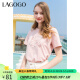 lagogo海洋系列夏季新款粉色甜美字母印花T恤女休闲短袖小众上衣 粉红色(H8) 160/M/38