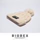 力嘶（RIOREX）帽子女毛线帽防寒保暖毛球羊毛针织帽护耳加绒加厚百搭冷帽 织标款米色（粗线加绒） 均码