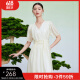 迪赛尼斯（DESIGNICE）新中式天丝裙子2023年夏季新款国风收腰杏色短袖连衣裙女 杏色 L