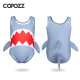 COPOZZ宝宝泳衣儿童游泳衣裤连体男童女童泳装婴儿0-3岁小童泳衣 鲨鱼灰 XL(1-2岁，85-95cm)