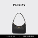 PRADA/普拉达【礼物】女士Saffiano 皮革迷你Hobo手袋腋下包女包 黑色