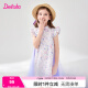 笛莎Deesha 童装女童连衣裙2024夏季新款儿童洋气时尚甜美裙子 雾光紫 120