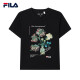 FILA x 梵高博物馆 斐乐官方女士短袖T恤2022年夏季运动上衣 正黑色-BK 165/84A/M