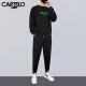 卡帝乐鳄鱼（CARTELO）卫衣男士套装男春季休闲外套两件套男青少年运动衣服 黑色 XL
