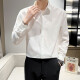 星禾莱白色衬衫男长袖潮流帅气免烫修身休闲衬衣男商务加绒款打底衬衫 白色 L 110-125斤