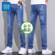 真维斯（Jeanswest）牛仔裤男小直筒修身薄款男士夏季浅色长裤子显高男裤 350磨白蓝 31 二尺四