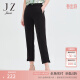 JZ玖姿夏季新款纯色垂感九分直筒裤女时尚显瘦舒适休闲长裤子 素黑 L