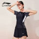 李宁（LI-NING）泳衣女士分体式两件套游泳衣温泉显瘦游泳装备 0921 黑灰 XXL