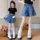 女童牛仔短裙套装夏装洋气裙子儿童中大童韩版女孩夏季薄款两件套 单件牛仔短裙 150cm