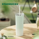星巴克（Starbucks）薄荷绿渐变直纹款吸管杯473ml高颜值水杯咖啡杯男女学生送礼