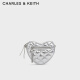 CHARLES&KEITH24春季新品菱格爱心链条单肩斜挎包女CK2-80151353 Silver银色 S