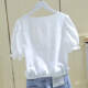 AHKA泡泡短袖雪纺上衣女设计感小众夏季薄款氛围感别致法式甜美衬衣衫 1199白色 L100-119斤