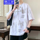 韩三岁14高初中学生男孩短袖t恤13-17岁青少年夏季套装15大童半袖上衣 白色(上衣) M(身高1.50-1.60)米/80-100斤