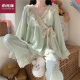 俞兆林公主风睡衣套装女春秋季长袖长裤甜美可爱蕾丝和服女日系家居服 浅绿色两件套 L95-110斤