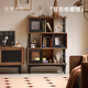朴愫木作书柜落地法式复古撞色书架黑胡桃木实木中古风客厅玄关柜边柜 罗马脚-送氛围灯丨现货