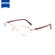 蔡司（ZEISS）镜架半框钛材ZS-40005A-F010光学眼镜框男女款商务休闲远近视配镜眼镜架金色框磨砂红腿54mm