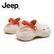 Jeep吉普洞洞鞋女夏季厚底防滑透气户外沙滩海边时尚潮流百搭凉拖鞋 米色 37-38
