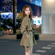BUTAO 香港潮牌风衣外套女2023春季新款设计感西装领时尚大衣中长款 军绿色 S