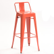 吧台椅子现代简约高脚凳子铁艺实木酒吧椅子吧台凳家用靠背高脚椅 坐高76cm桔色