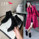 红蜻蜓女靴冬季新款加绒低跟粗跟女棉靴短靴时尚磨砂女鞋 WFC7301黑色 37