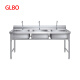 GLBO 商用不锈钢水槽单双三槽水池洗菜洗碗池消毒池 三池175*60*80cm