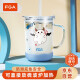 FGA富光儿童牛奶杯家用玻璃杯带刻度吸管水杯宝宝奶粉杯可微波炉