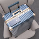 御旅新款PC飞机轮拉杆箱撞色铝框行李箱网红女登机箱子旅行箱男硬箱 蓝色 卡扣 20英寸