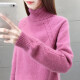 XEHCI秋冬加厚高领针织衫女宽松纯色毛衣女上衣 324常规款玫红色 XL(115-125斤)
