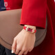 ROCOS品牌小绿表女士手表新款时尚长方形皮带石英手表女表防水 魅力红
