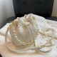 伊梵络 小众设计小包包女夏新款2022年时尚珍珠手提斜挎包百搭质感水桶包 白色
