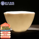 苏氏陶瓷（SUSHI CERAMICS）羊脂玉功夫茶杯中国白花瓣荷口个人杯子猪油白陶瓷主人杯（亮光）1个装礼盒