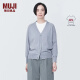 无印良品（MUJI）女式 防紫外线不易变形宽版开衫防晒衣服 女款长袖 早春新品 外套 浅灰色 XL 165/92A
