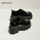 达芙妮（DAPHNE）小皮鞋女厚底乐福鞋英伦风工作鞋2024春季新款女鞋高跟单鞋 黑色 6.5cm 36 标准码