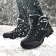 HAIMIAH棉鞋男鞋冬季加绒保暖雪地靴男靴高帮男士加棉加厚防滑防水户外鞋 黑色加绒 43