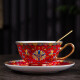 LICHEN 景德镇陶瓷咖啡杯碟子珐琅彩杯子 中国红款一杯一碟 1个 200ml