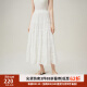 范思蓝恩白色蛋糕裙半身裙女夏季2024年新款仙女裙遮肚藏肉长裙 白色 XL