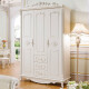 艾米河 欧式实木衣柜韩式田园白色卧室衣橱储物柜 三门衣柜