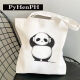 Cute Panda Canvas Bag k中国风黑白熊猫印花学生手提帆布包袋子 帆布袋熊猫9