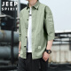 吉普（JEEP）外穿衬衫男百搭纯色韩版长袖男七分袖夏季宽松上衣男衬衣工装外套 豆绿色8829（七分袖） XL