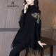 KAISIFU品牌2020年秋季新款法式轻熟风修身外穿长袖针织毛衣女蝙蝠袖上衣气质优雅 黑色 均码
