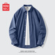 名创优品（MINISO）格子衬衫男2026复古休闲长袖外套大码日系vintage潮牌工装衬衣男 【法兰绒】蓝色 涤纶86% 粘纤14% XL 180(不起球不掉色)