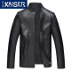 凯撒（KAISER）真皮皮衣男牛皮夹克单装薄款海宁皮衣2024新款立领商务休闲男装潮 黑色 175/XL-适合体重120-135斤