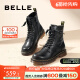 百丽马丁靴女商场同款复古柔软肌理感休闲短靴加绒BCX60DZ3 黑色-单里 36