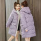 棉服女2020韩版新款气质宽松加厚中长款棉衣棉袄外套女 浅紫色 M 100-115斤