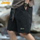 吉普（JEEP）短裤男夏季直筒宽松休闲五分裤子男士薄款中裤男裤 黑色 4XL 