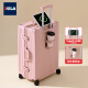 DULA铝框行李箱拉杆箱杯架小型旅行密码箱充电登机皮箱子樱花粉20英寸
